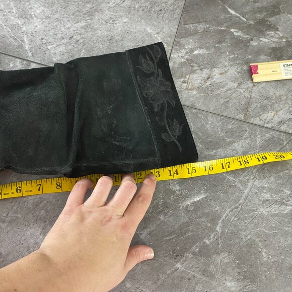 Soho Lab by Skechers Boots Womens 9 Y2K Black Suede Leather Knee High Wedge - Picture 9 of 12